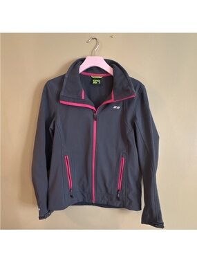 Koppen Women's Dark Gray Utility Jacket with Pink Trim Med MINT
